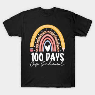 Happy 100Th Day Of School Teacher 100 Days Of School Rainbow T-Shirt